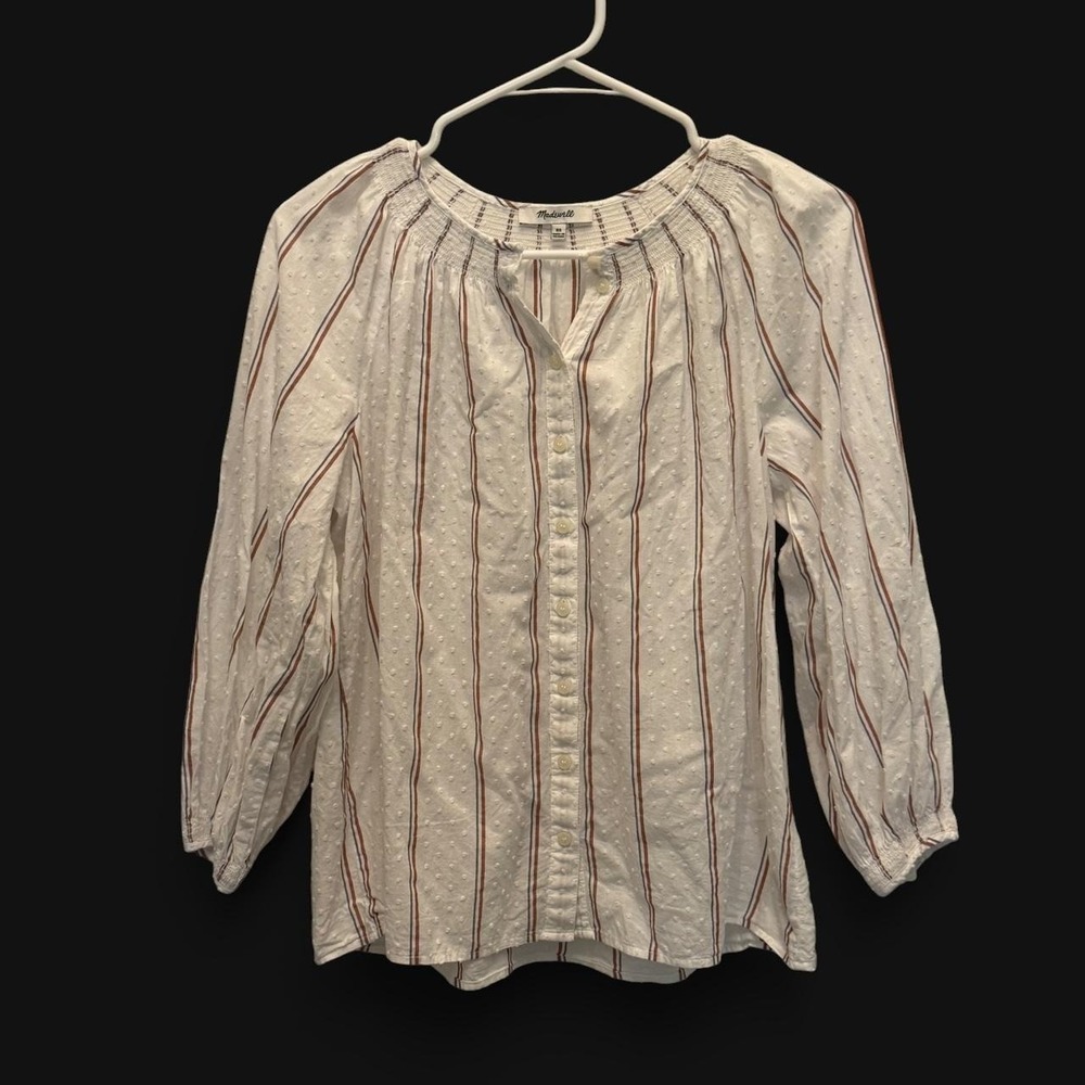 Madewell Textured Stripe Peasant Blouse Size XS